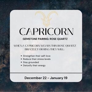 Wool + Pepper Co. Capricorn + Rose Quartz Bracelet - Zodiac x Gemstone